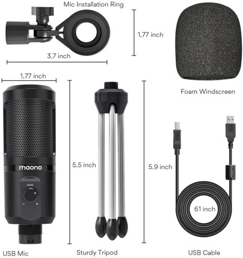 Maono AU-PM461TR USB Podcasting Microphone | ميكروفون بودكاست USB