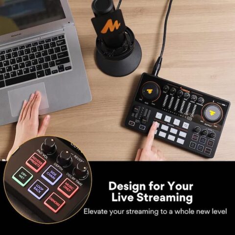 Maono Maonocaster AME2-A Integrated Audio Production Studio Kit For Podcasting - Streaming - Music | كرت صوت و ميكسر بودكاست مع ميكرفون