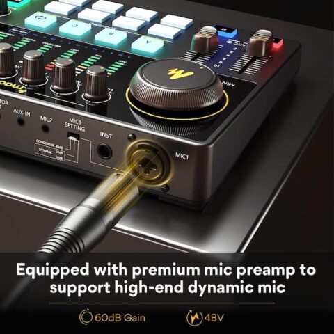 Maono Maonocaster AME2-A Integrated Audio Production Studio Kit For Podcasting - Streaming - Music | كرت صوت و ميكسر بودكاست مع ميكرفون