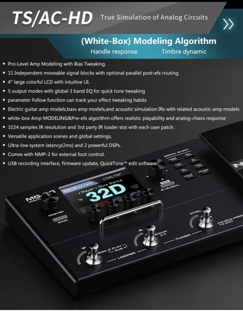 NUX MG-30(English version)DME digital multiple effector for guitar bass LOOP loop recording sound card