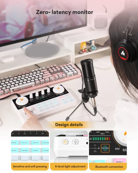 Maono Maonocaster Lite AM200S1 Audio Interface Mixer Kit For Podcasting / Live Streaming | كرت صوت و ميكسر بودكاست مع ميكرفون