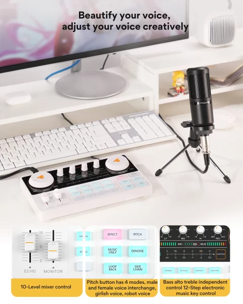 Maono Maonocaster Lite AM200S1 Audio Interface Mixer Kit For Podcasting / Live Streaming | كرت صوت و ميكسر بودكاست مع ميكرفون