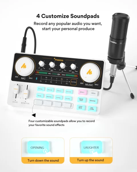 Maono Maonocaster Lite AM200S1 Audio Interface Mixer Kit For Podcasting / Live Streaming | كرت صوت و ميكسر بودكاست مع ميكرفون